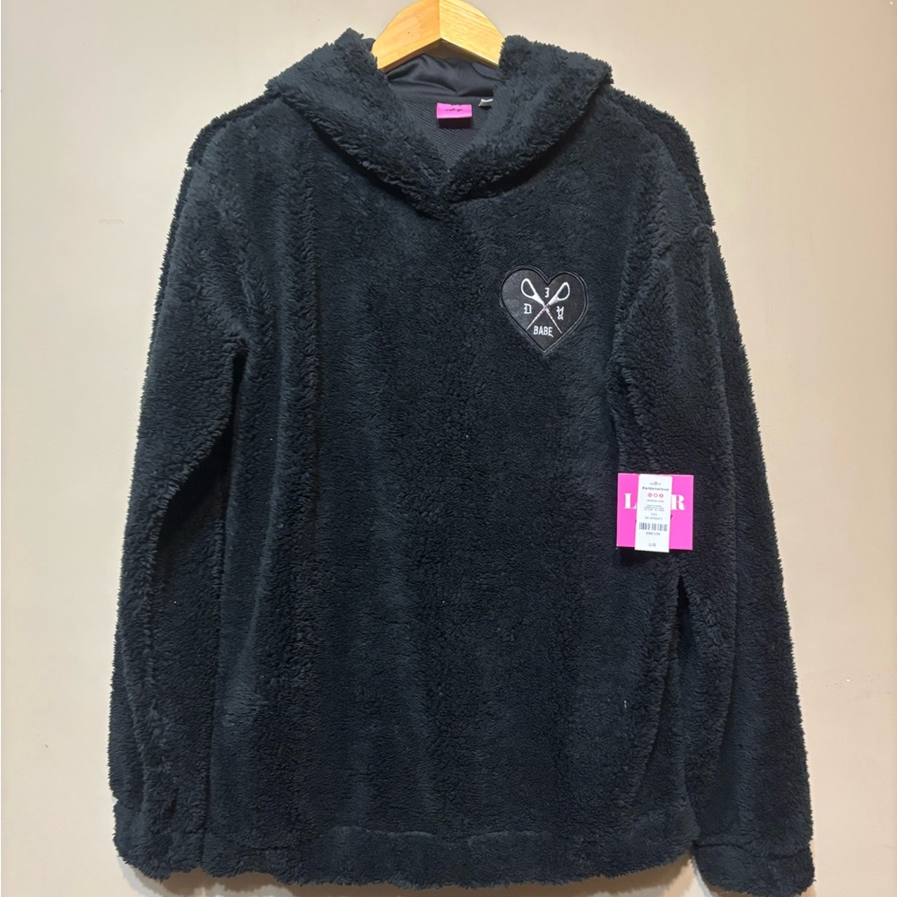 ARDENE NWT Pullover Fuzzy Teddy Bear Hoodie with Heart Logo